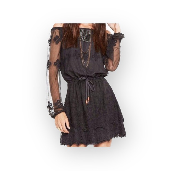 Chaser Dresses & Skirts - new Chaser ✶ Vintage Inspired Mesh + Lace Off Shouder Mini Dress ✶ Black XS ✶
